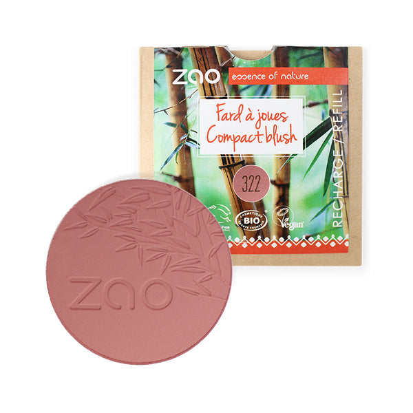 Refill Compact Blush in brown pink von Zao und Verpackung aus Karton